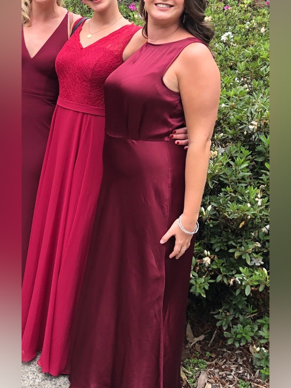 Ost Satin Maxi Dress in Burgundy Red